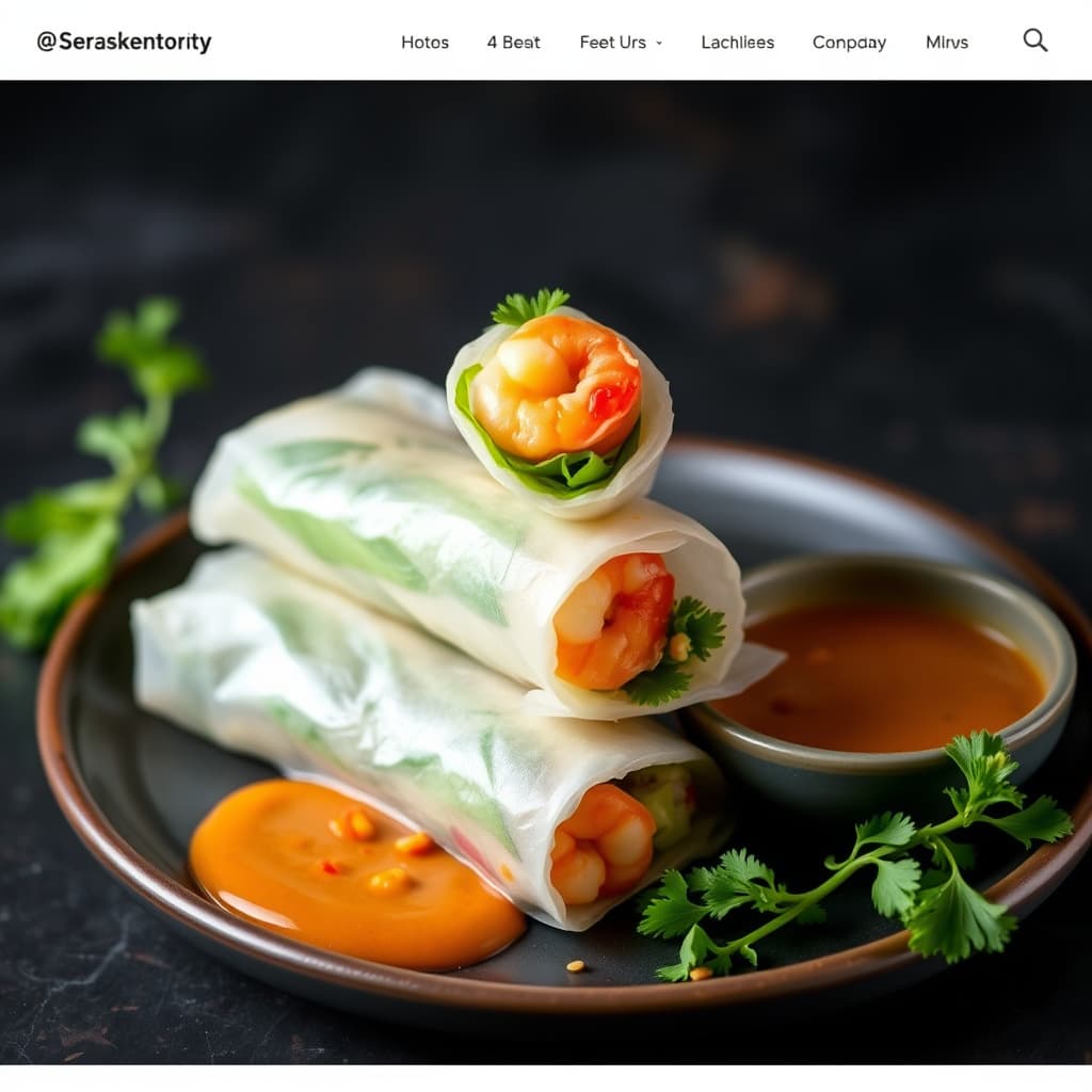 Reke-våruller med peanøttsaus