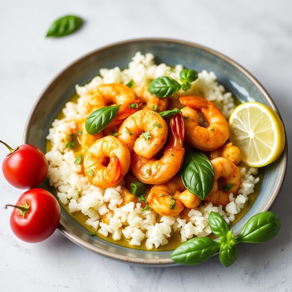 Reker i eple- og basilikumcurry