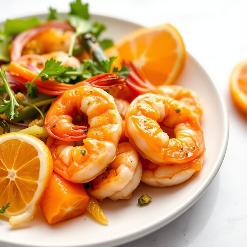 Reker med appelsin- og fennikelsmør og appelsinsalat