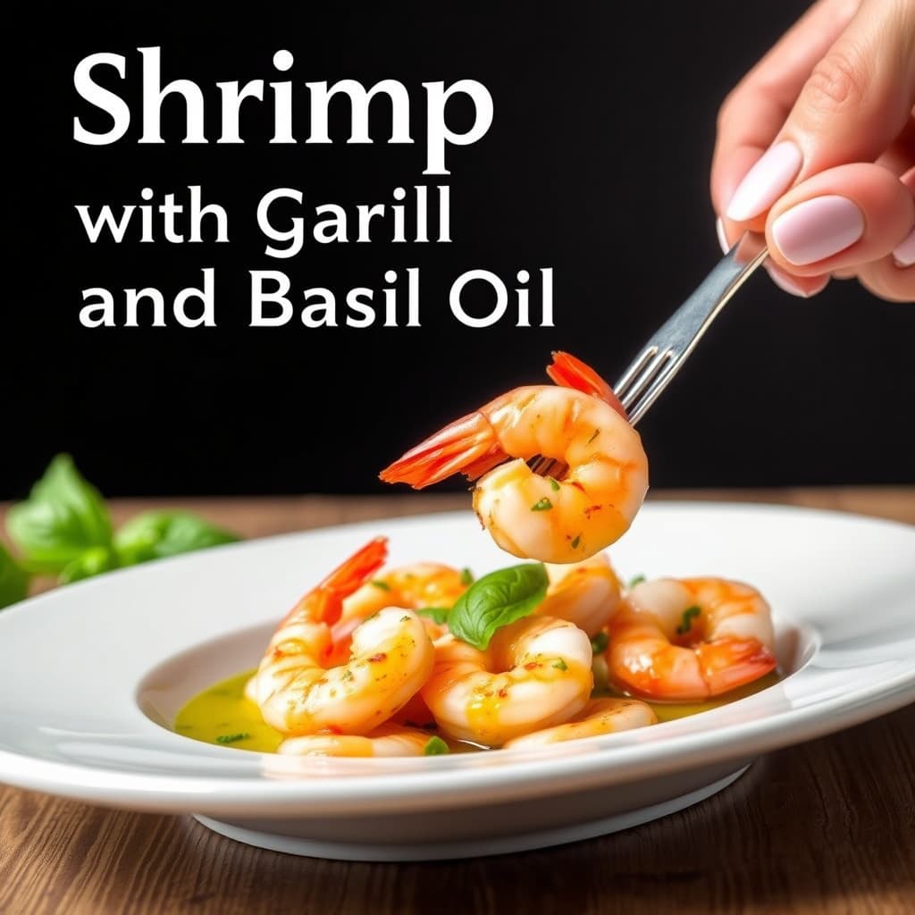 Reker med hvitløk og basilikumolje
