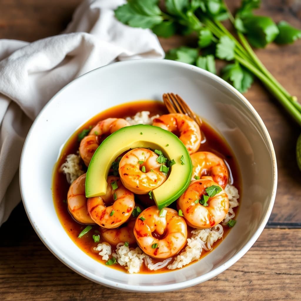 Reker og avocado i tamarindsaus