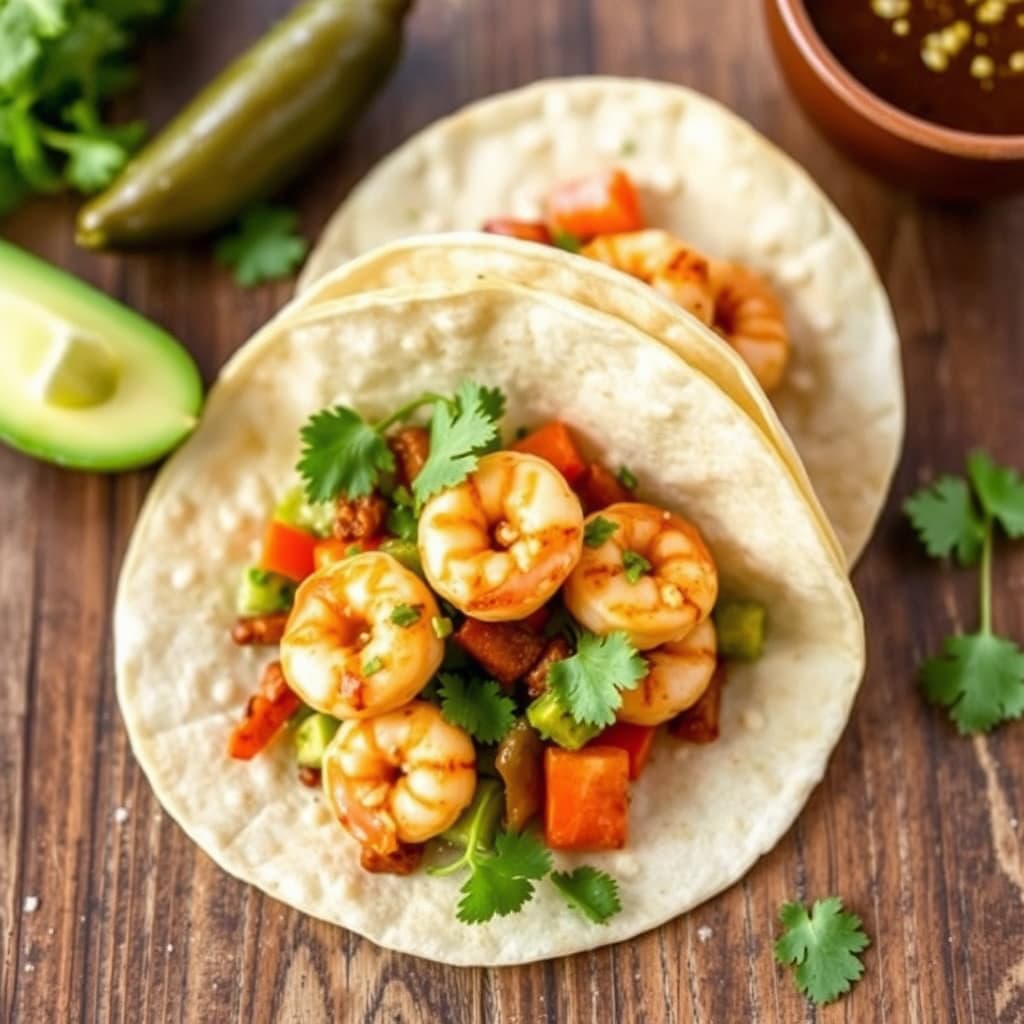 Reker og grønnsakstacos med chipotle