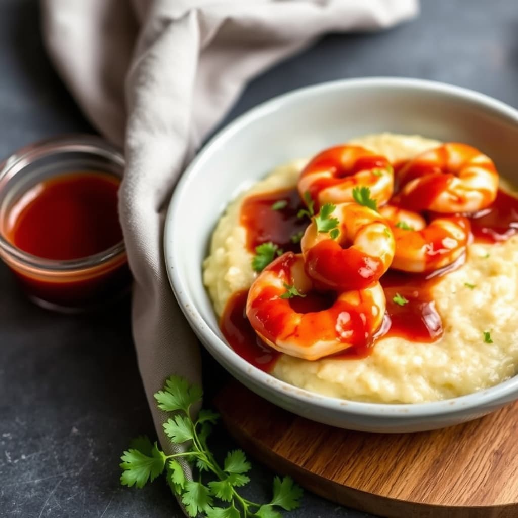 Reker og gryn med Louisiana BBQ-saus