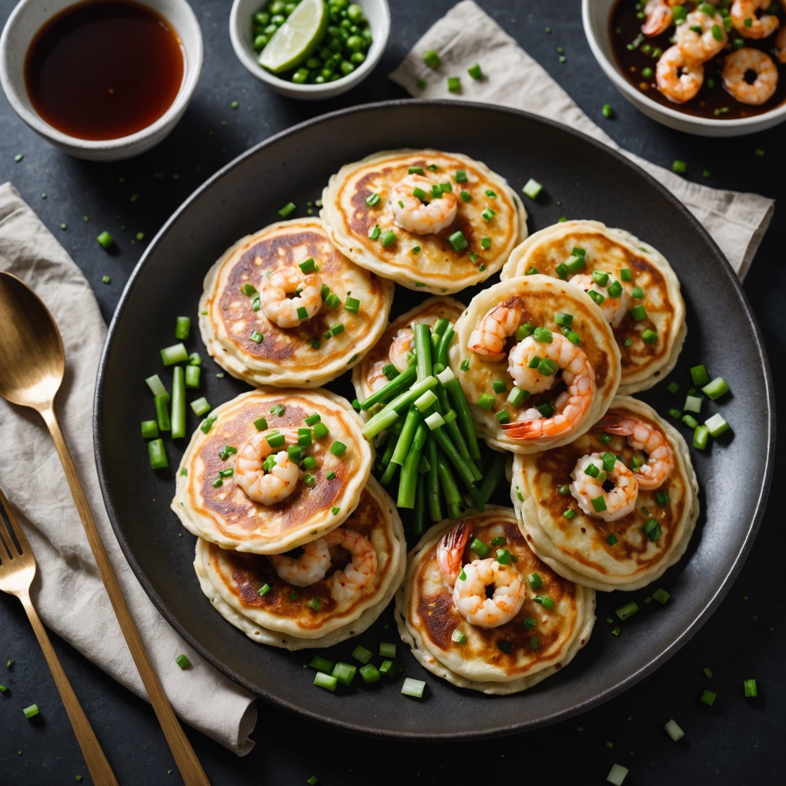 Reker og vårløkpannekaker