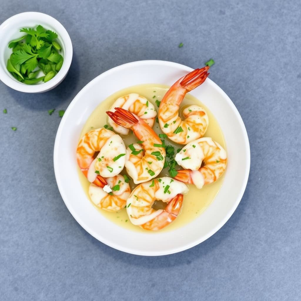 Reker satay med gresk hvitløksaus