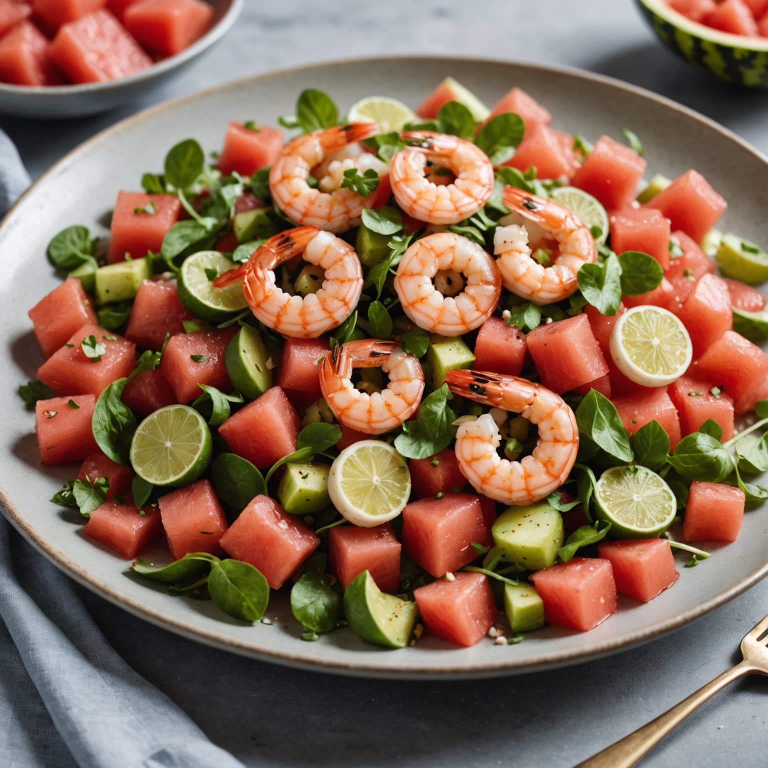 Rekesalat med vannmelon