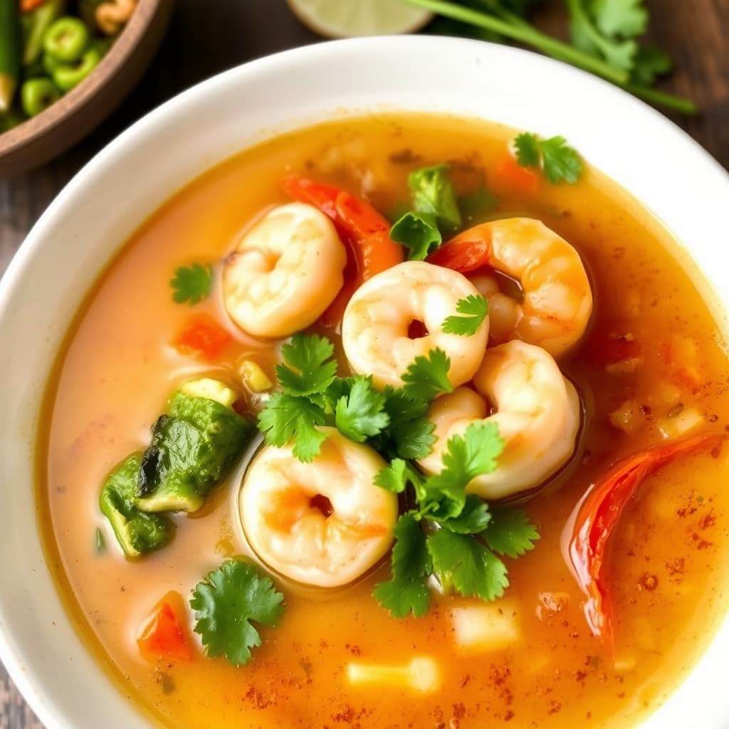 Rekesuppe med wokede grønnsaker