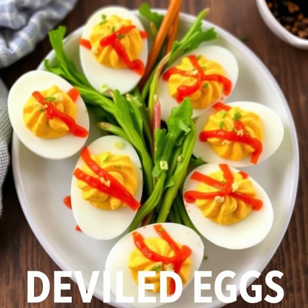 Rekke med krydrede Buffalo-egg med eggerøre