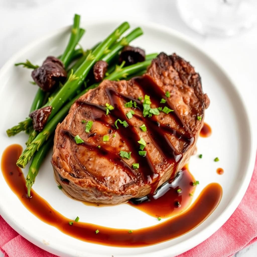 Rib-Eye biff au Poivre med balsamico-reduksjon