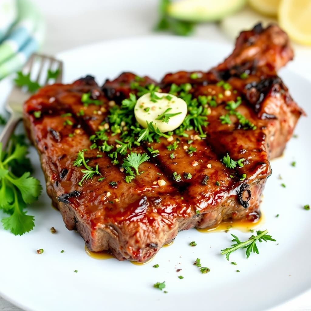 Rib-Eye marinert i hvitløk, Anaheim-chili og fersk oregano