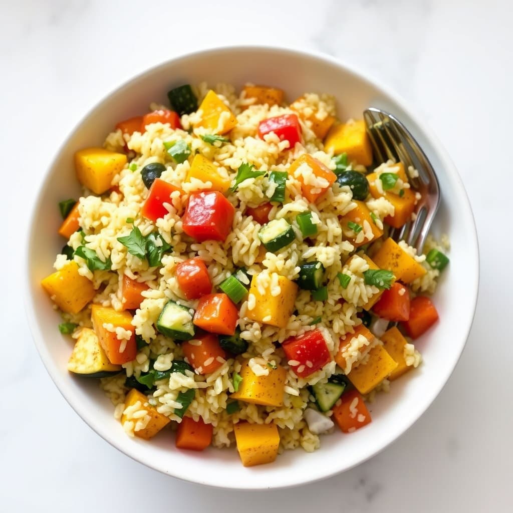Ris- og grønnsakssalat med squash