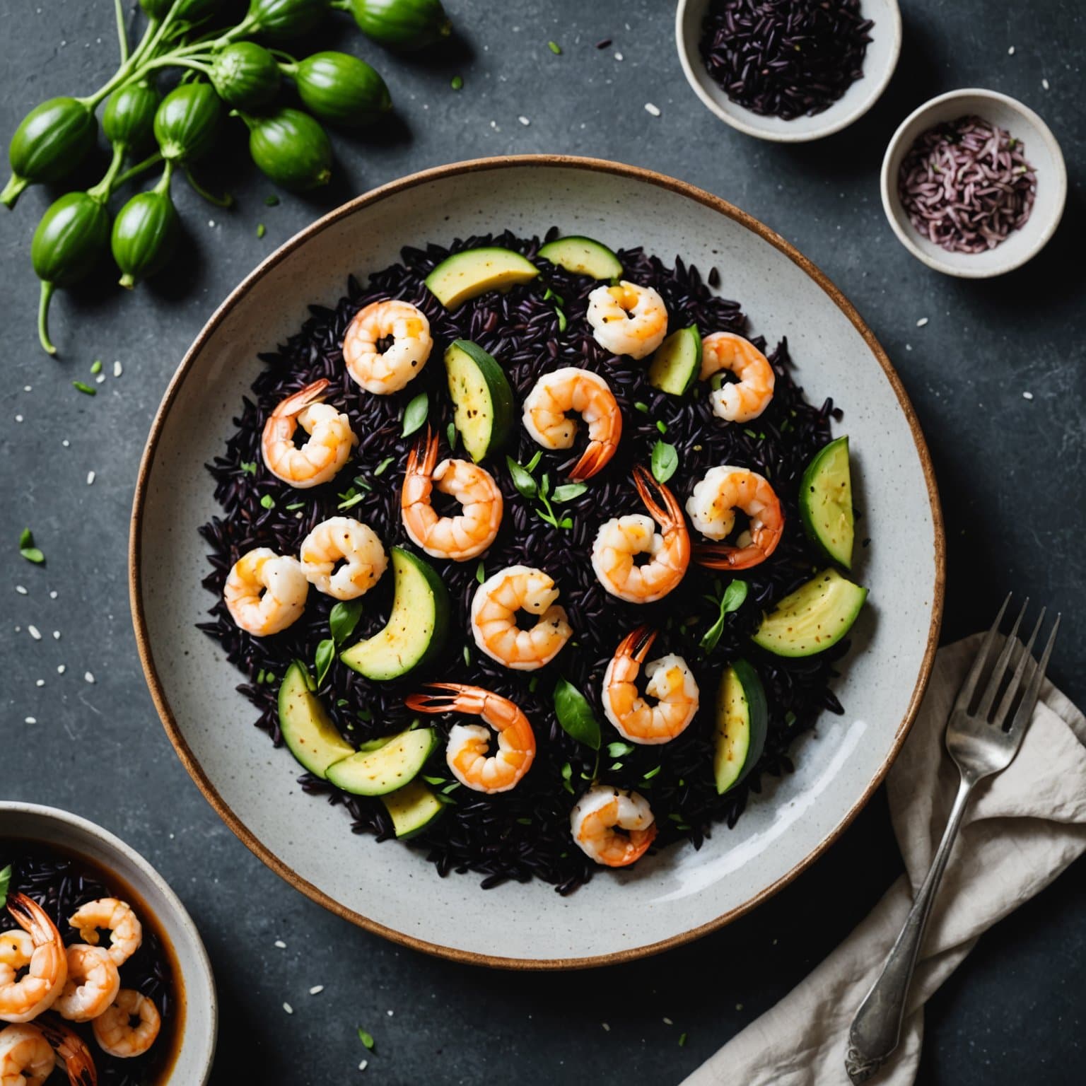 Riso Venere med reker og squash