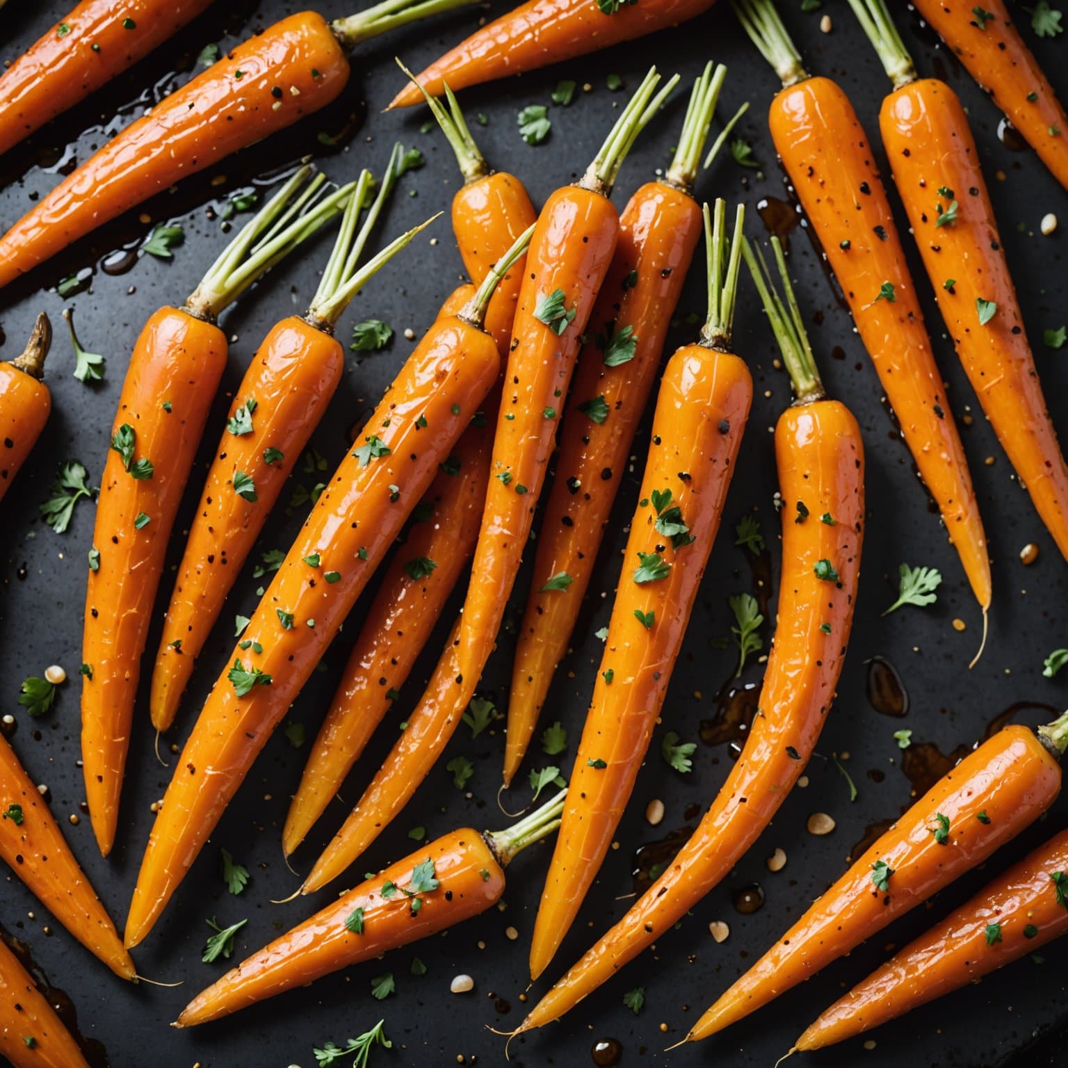 Ristede gulrøtter med honning- og srirachasaus