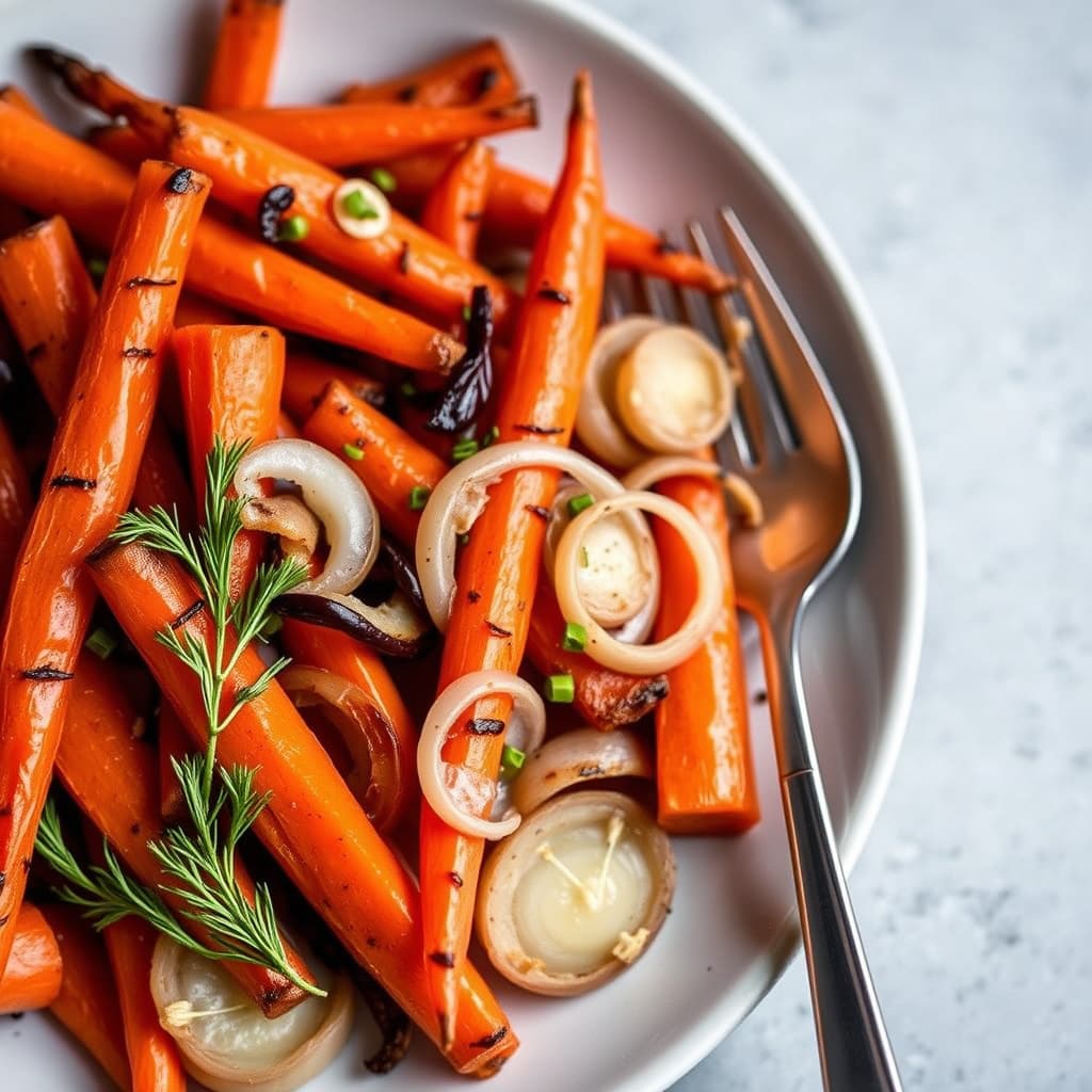 Ristede gulrøtter og cippolini-løk