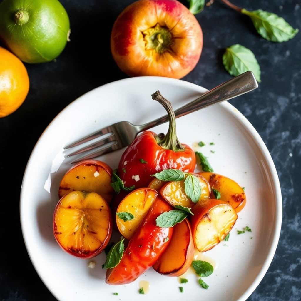 Ristede paprikaer med nektariner