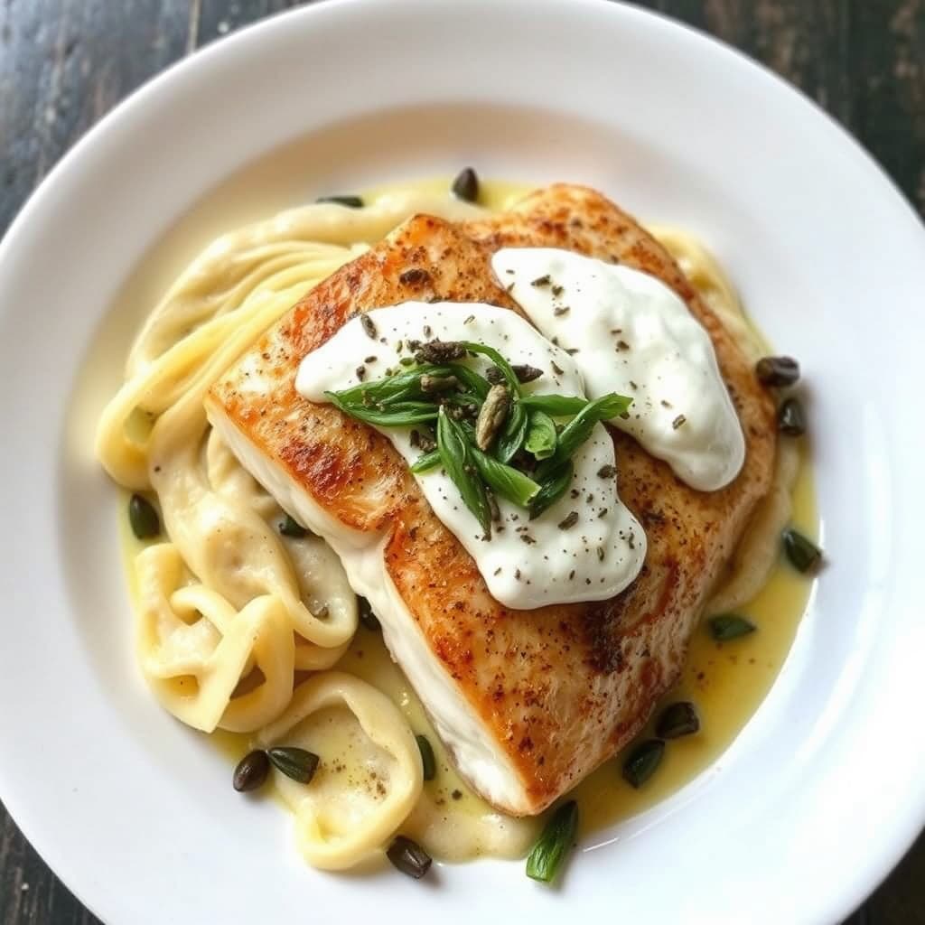 Ristet arktisk ørret med purre og pepperrotkrem