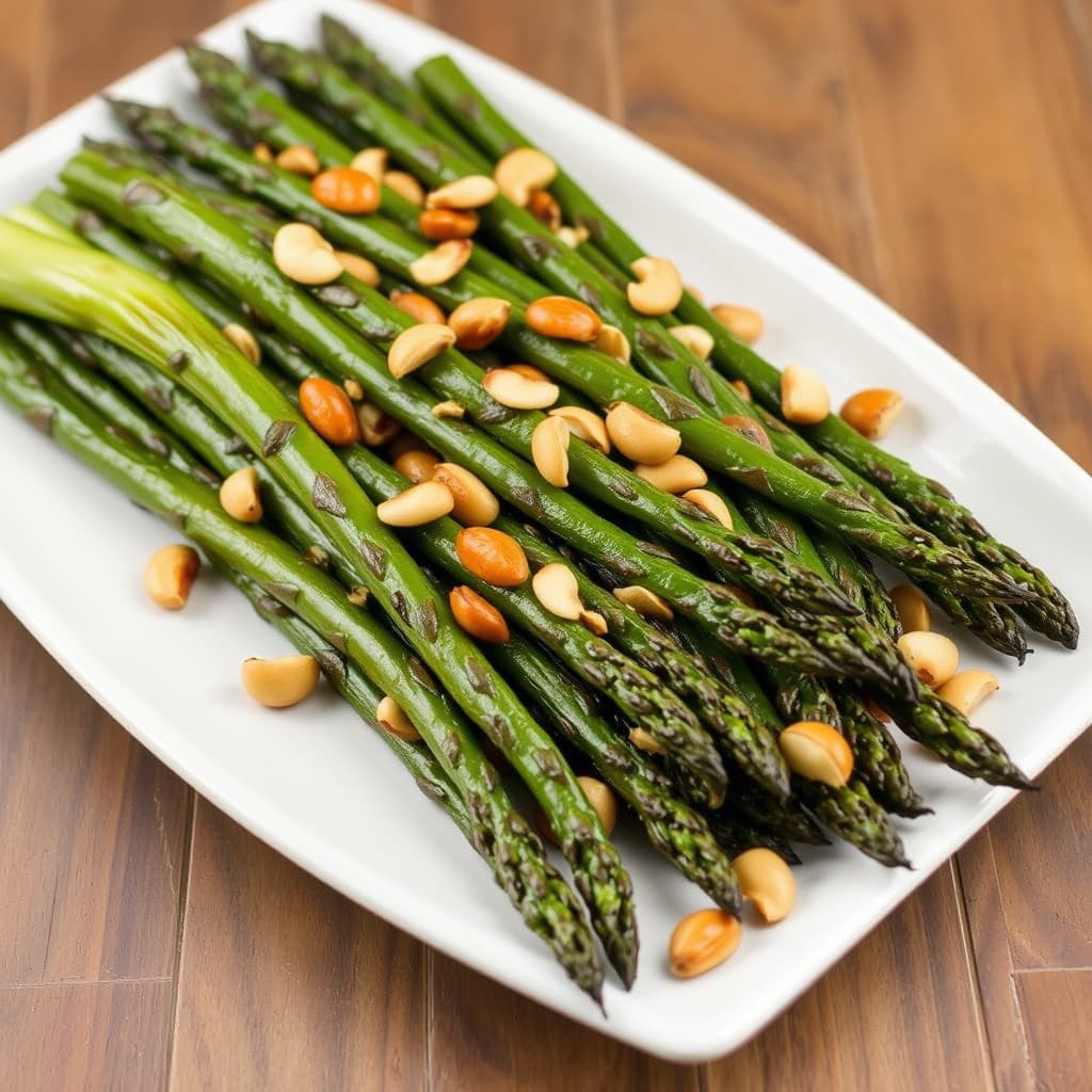 Ristet asparges med brasilianske nøtter