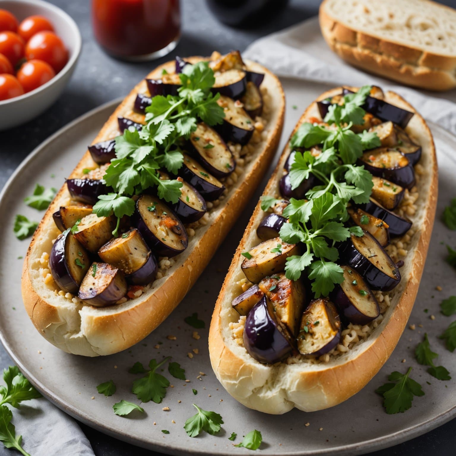 Ristet auberginesandwich