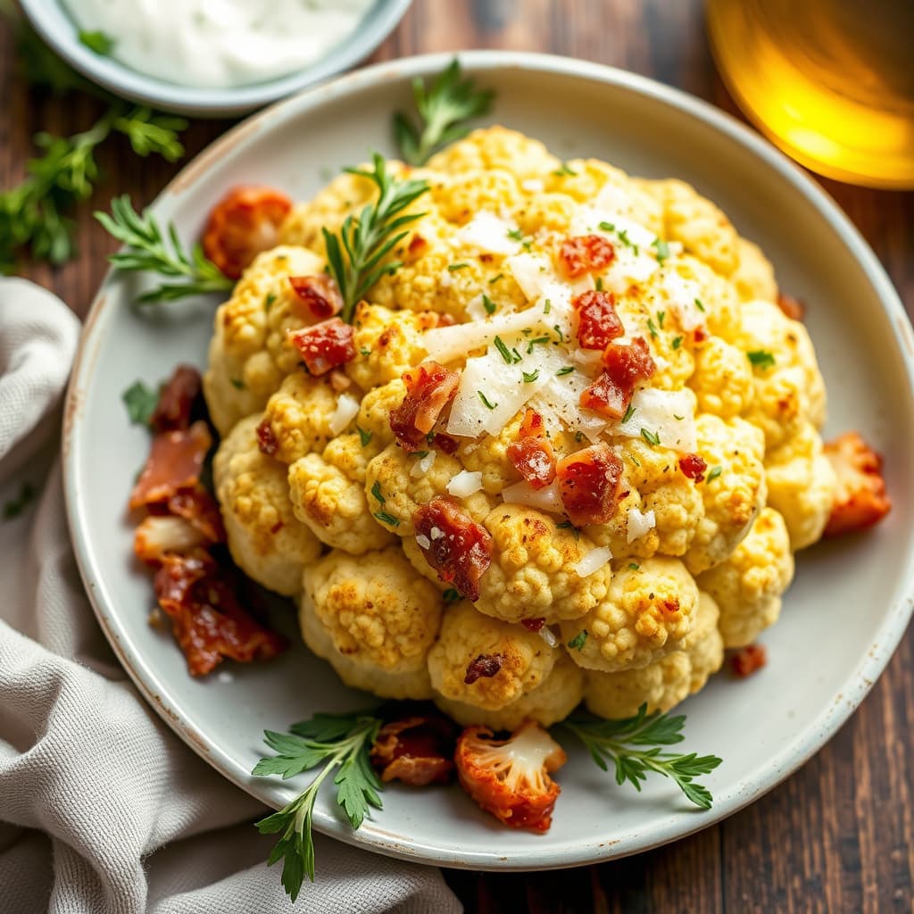 Ristet blomkål med parmesan og pancetta