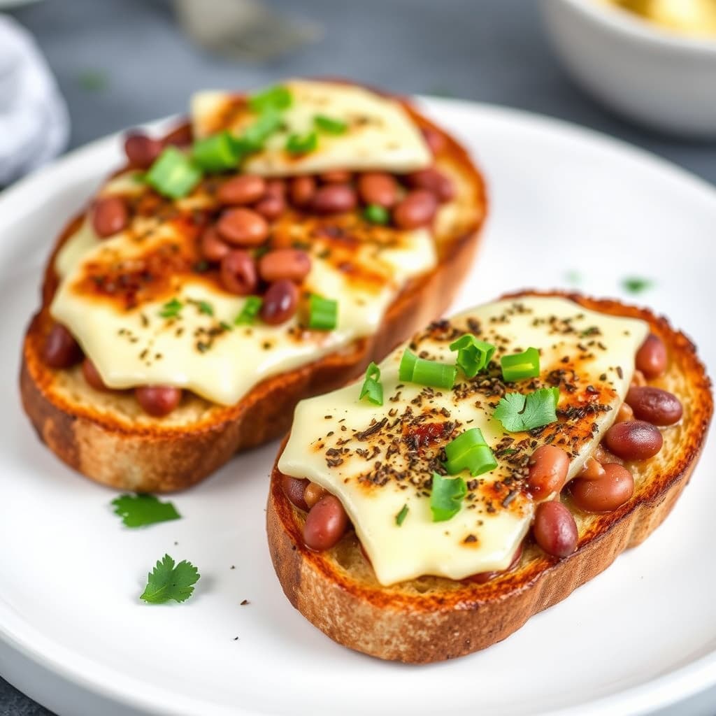 Ristet bønne- og ostesandwicher på åpen face ("Molletes")