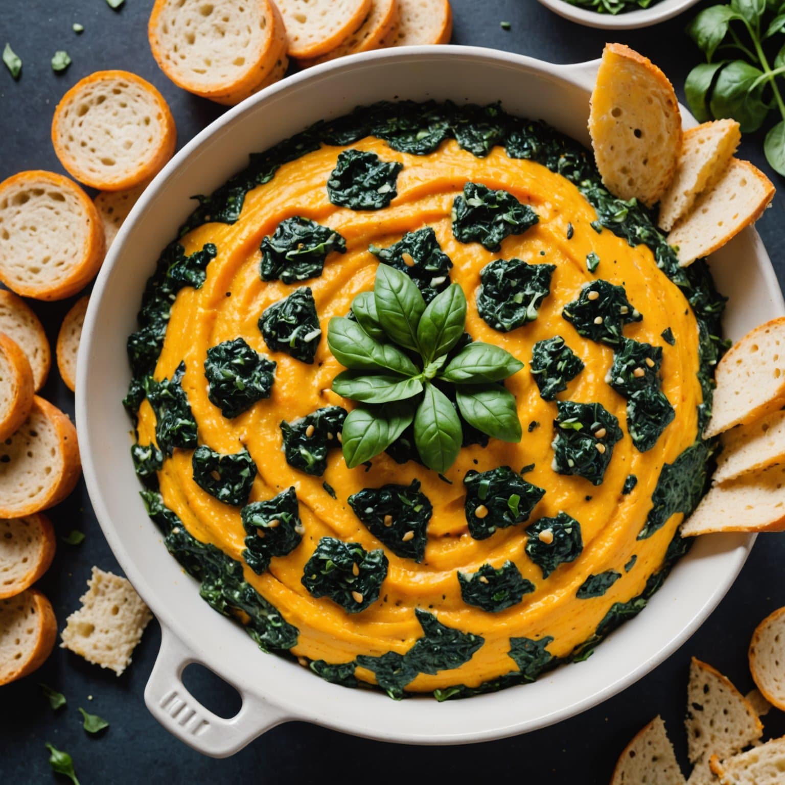 Ristet butternut squash- og spinatdip