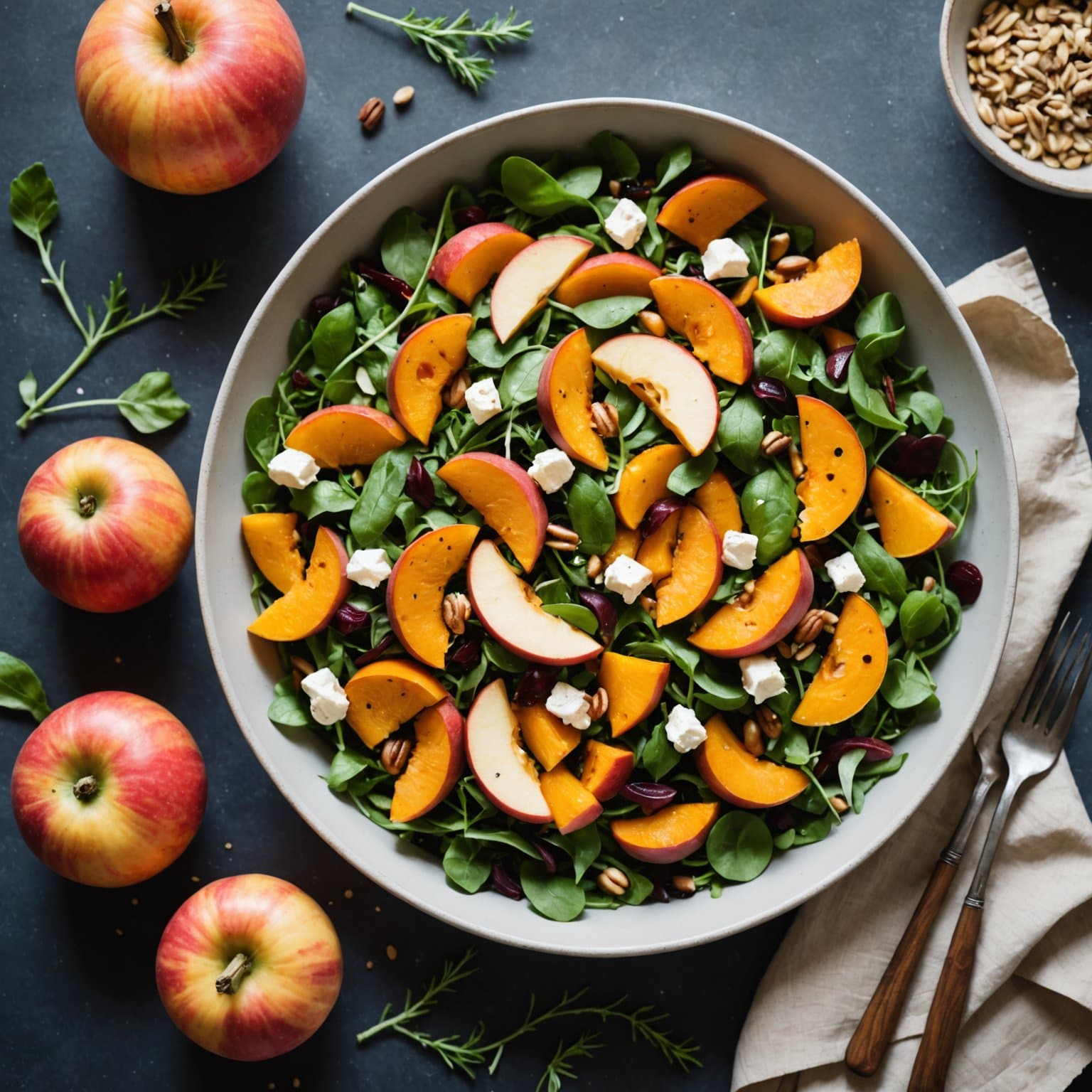 Ristet butternutgresskarsalat med eple