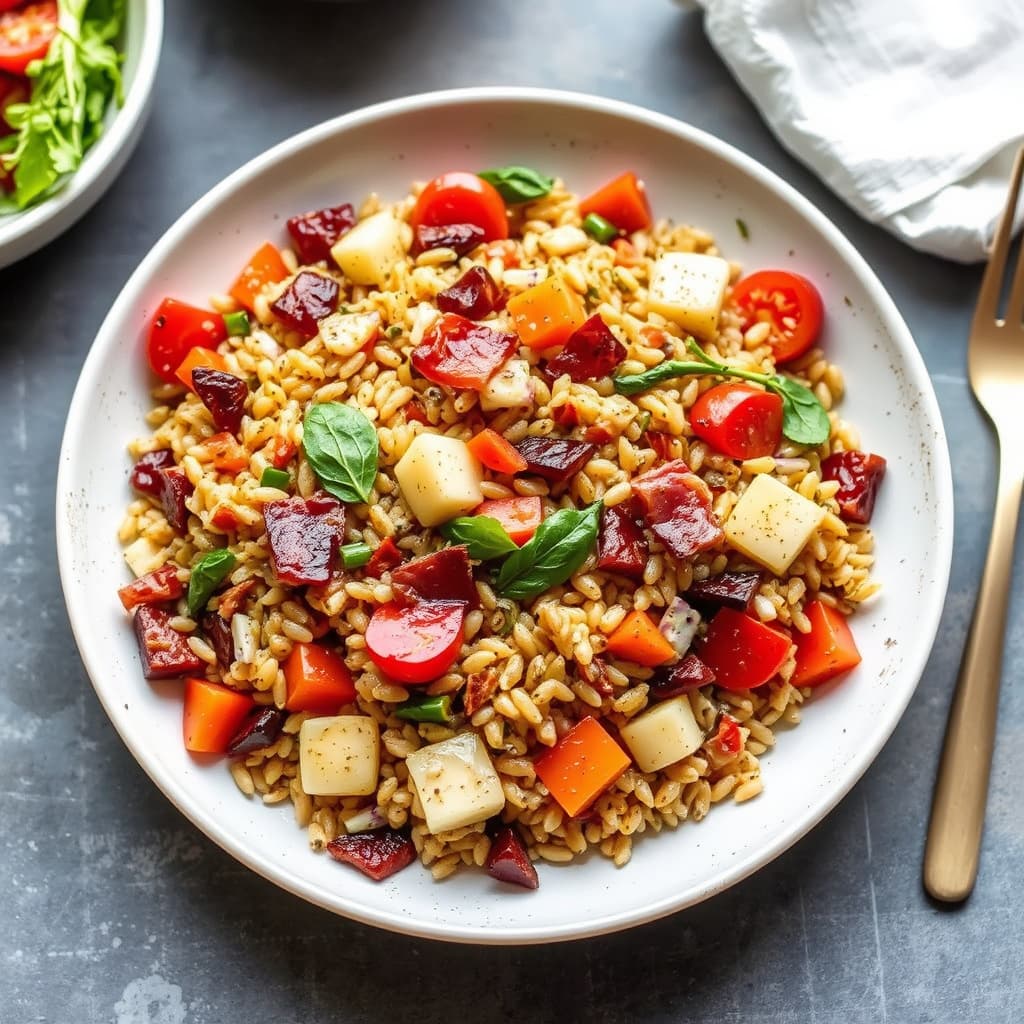 Ristet byggsalat med bacon og grønnsaker