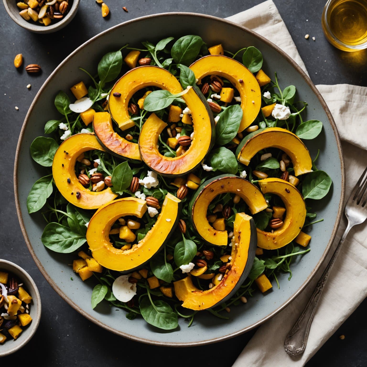 Ristet eikenøtt- og delicata-grønnsakssalat