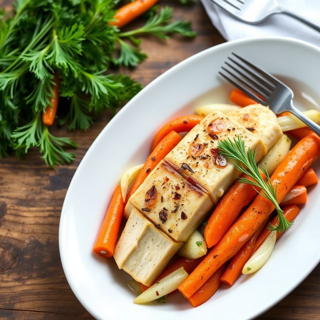 Ristet fennikel og små gulrøtter