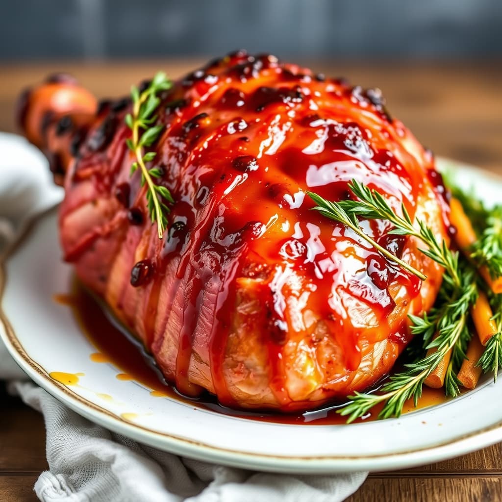 Ristet fersk skinke med epleciderglasur