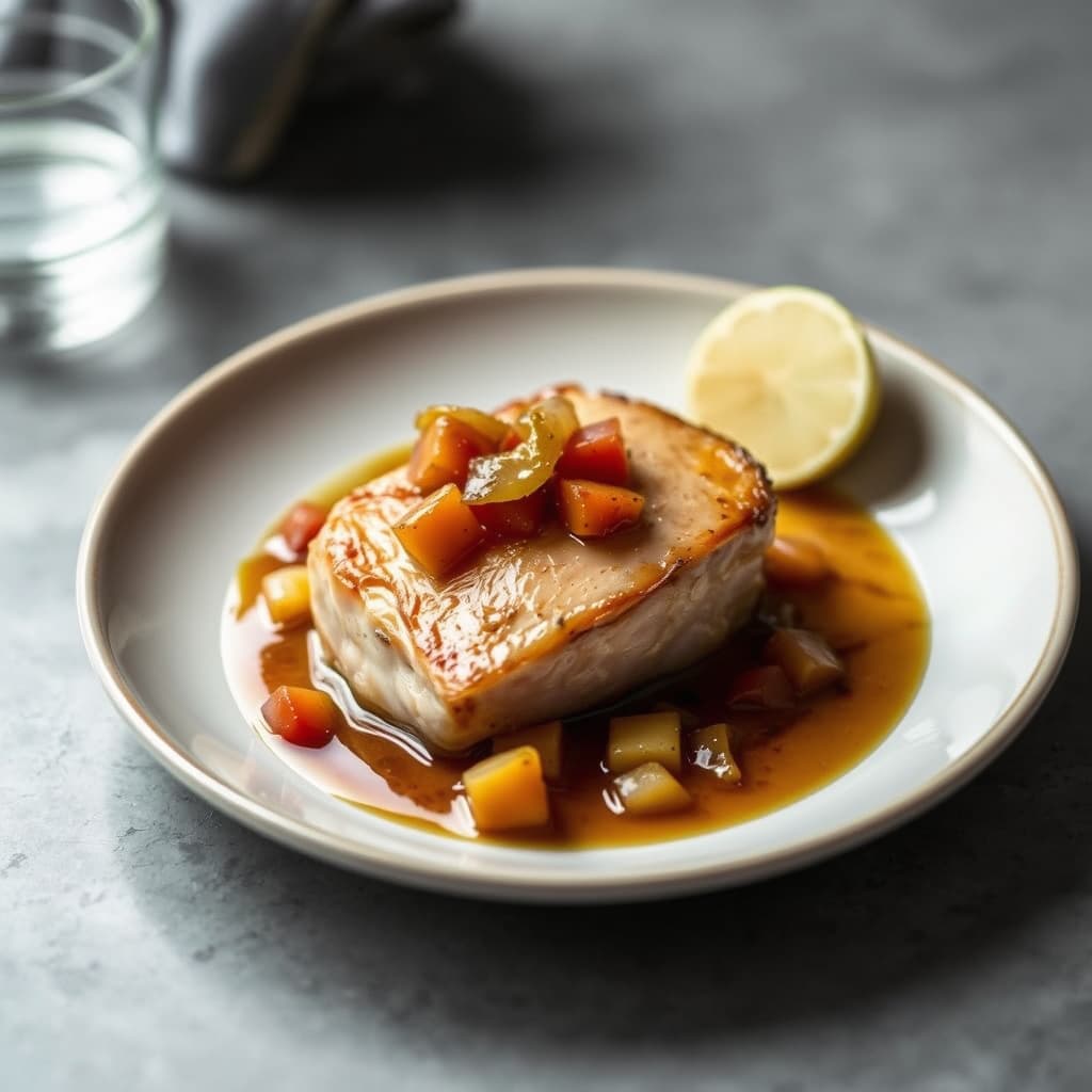 Ristet foie gras med eple- og løkkompote