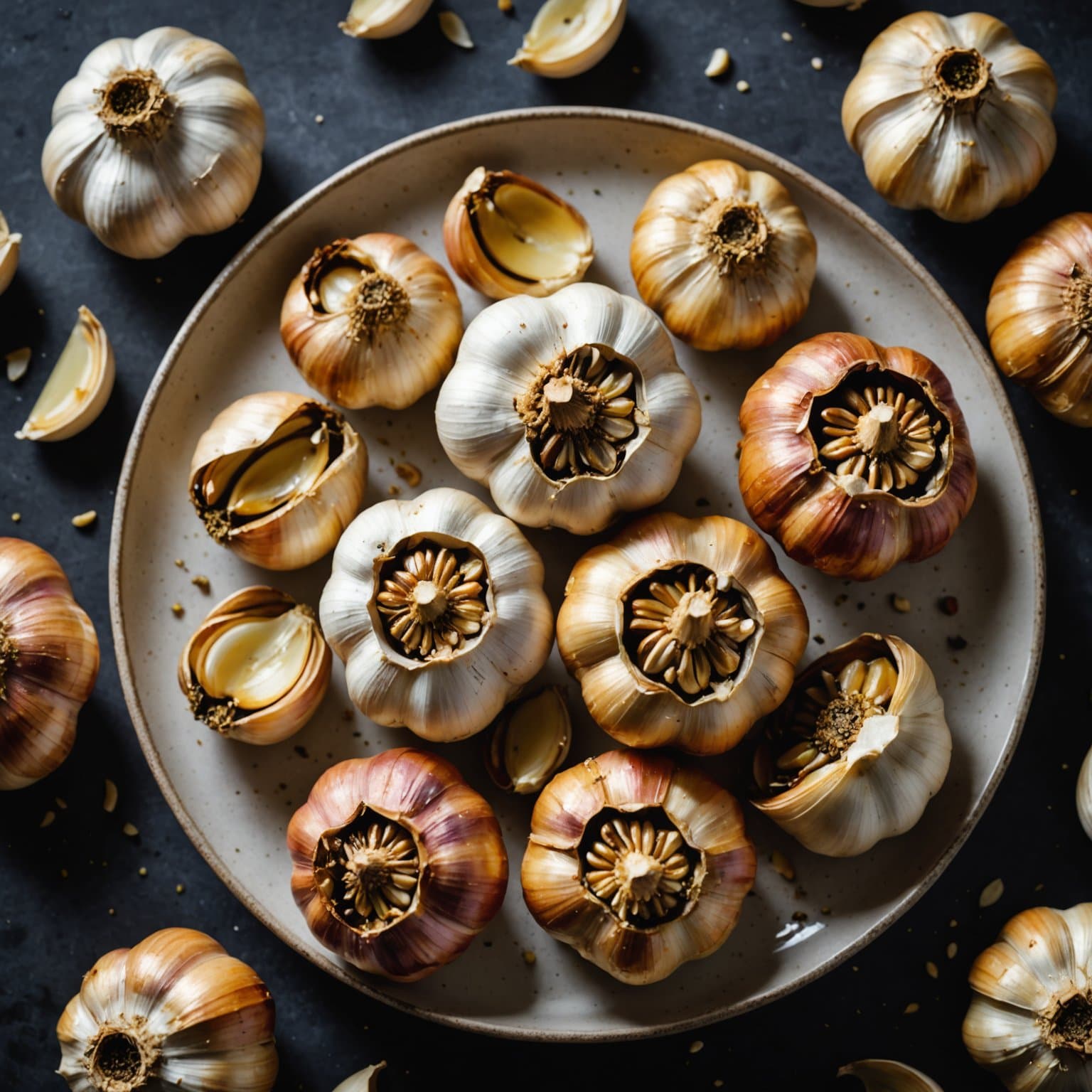 Ristet hvitløk- og hvitbønnepuré med thailandsk basilikumreke-salat