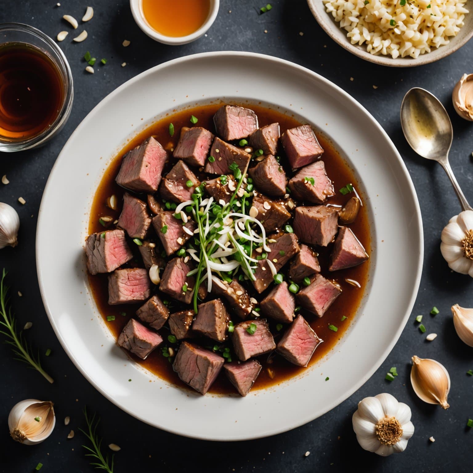 Ristet hvitløks- og oksebuljong