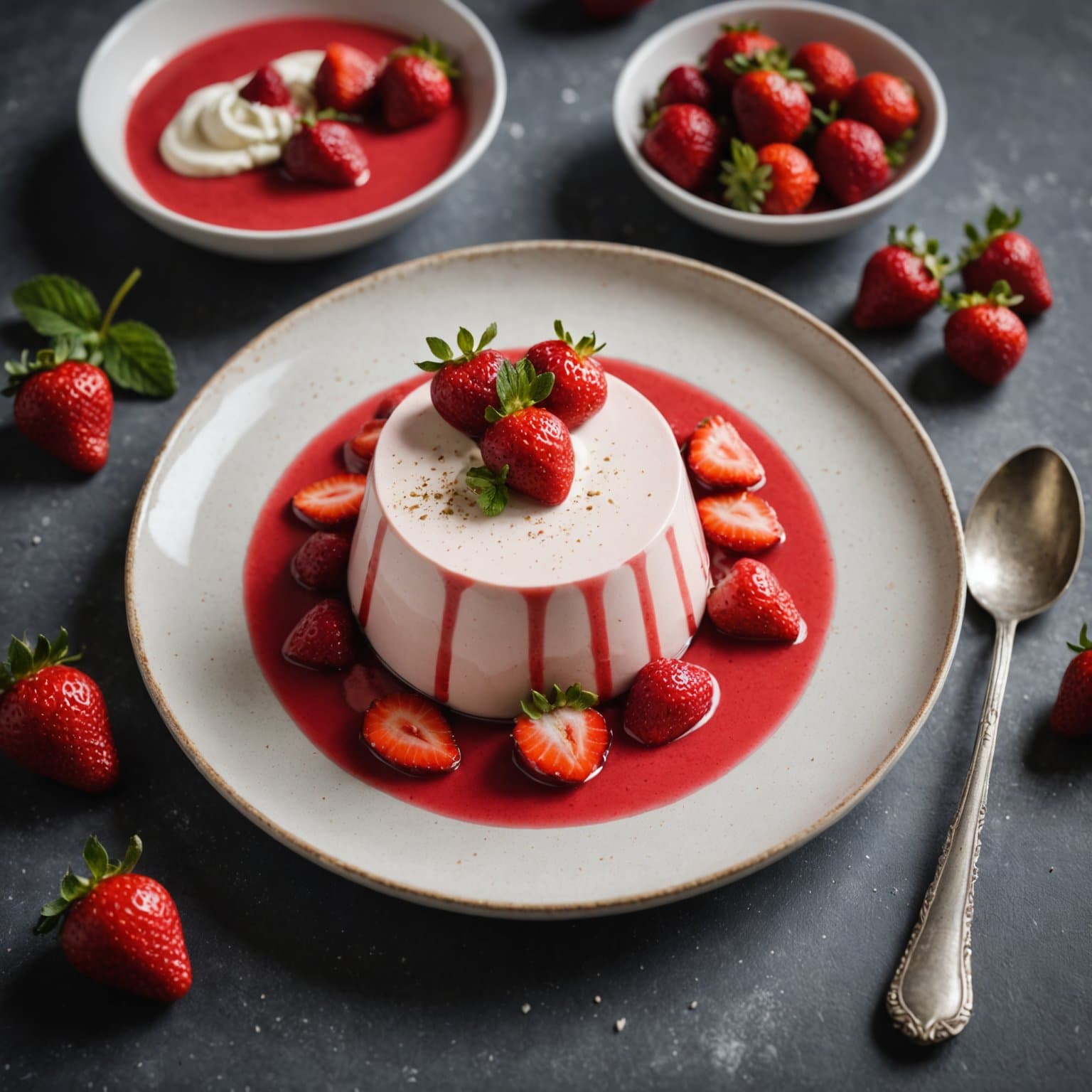 Ristet jordbærpanna cotta