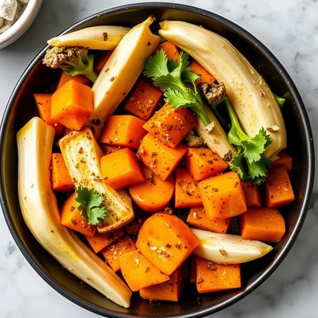 Ristet kålrot og butternut squash