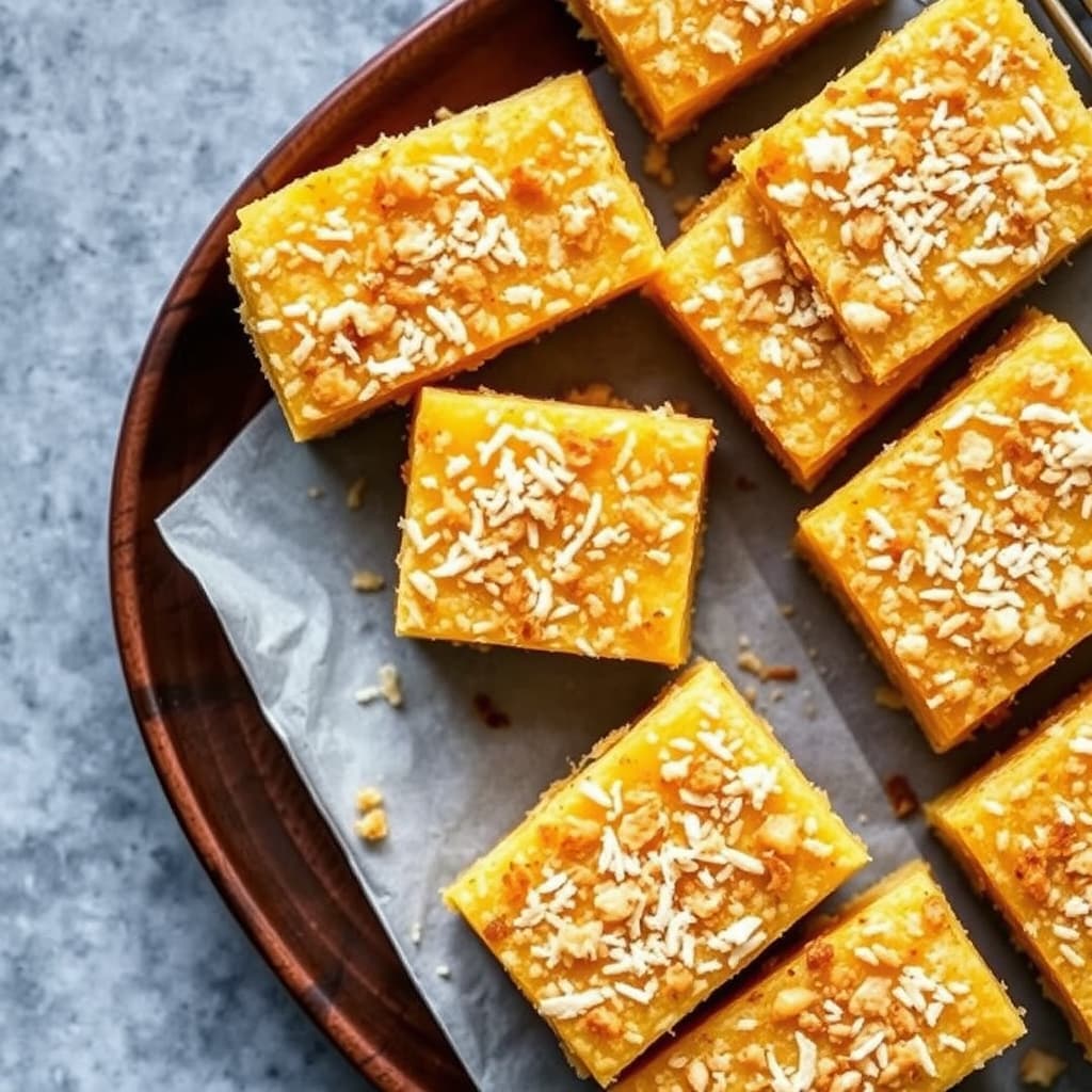 Ristet kokos- og mangobarer