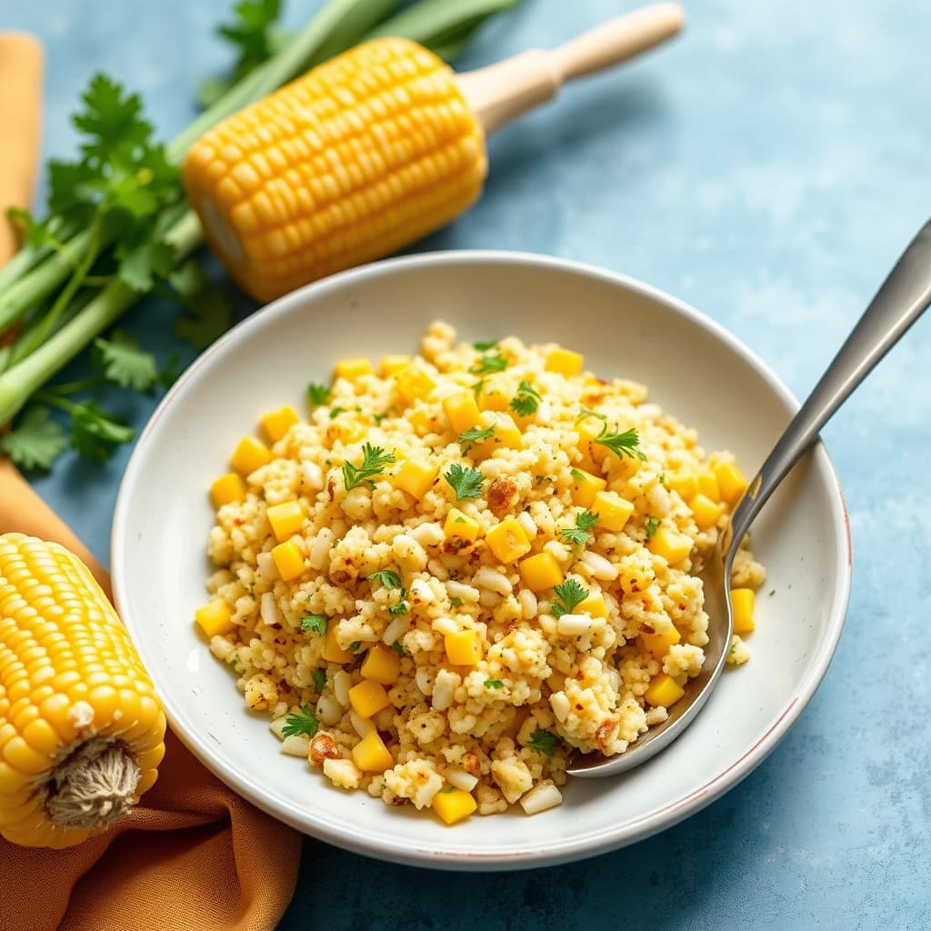 Ristet mais og hvitløkscouscous