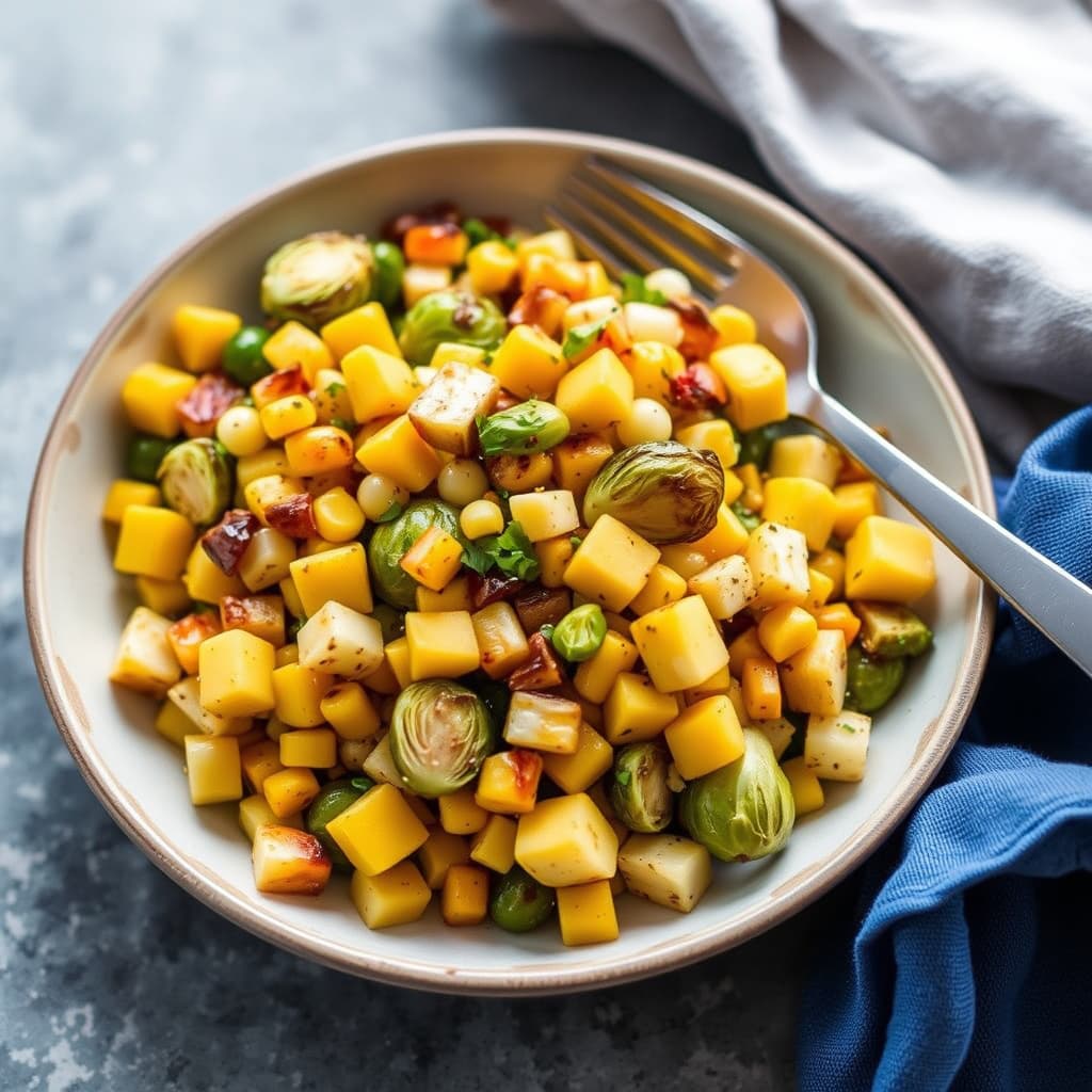 Ristet mais og rosenkål-succotash