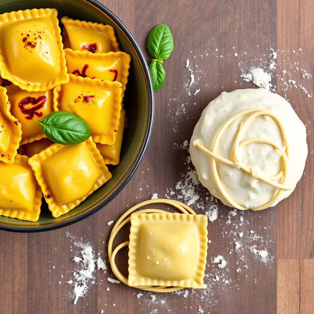 Ristet ravioli og grunnleggende raviolideig
