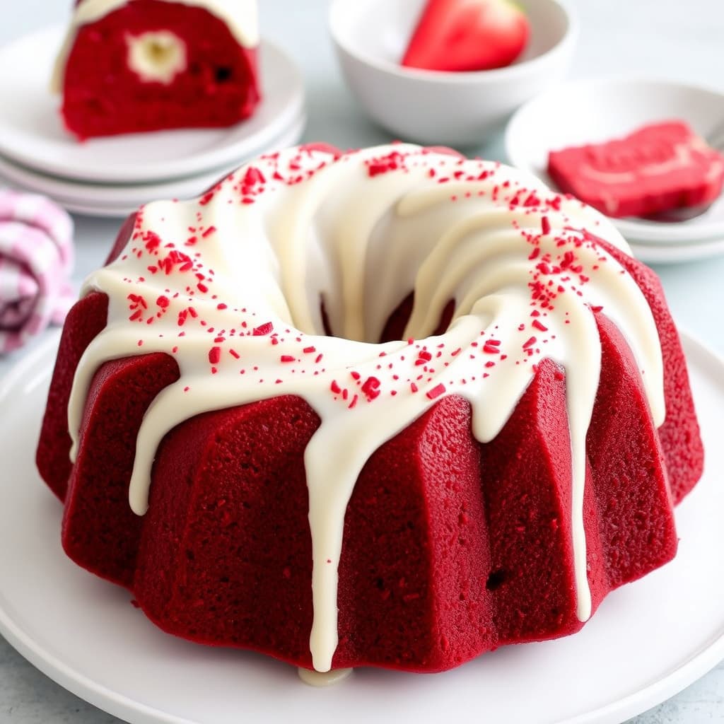 Rød fløyels kremost-bundt-kake