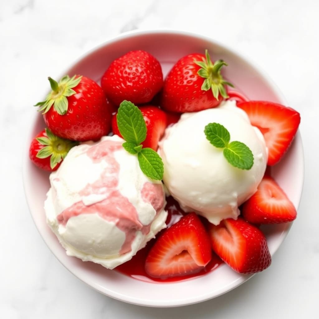 Rød og hvit nytelse: Jordbær og iskrem
