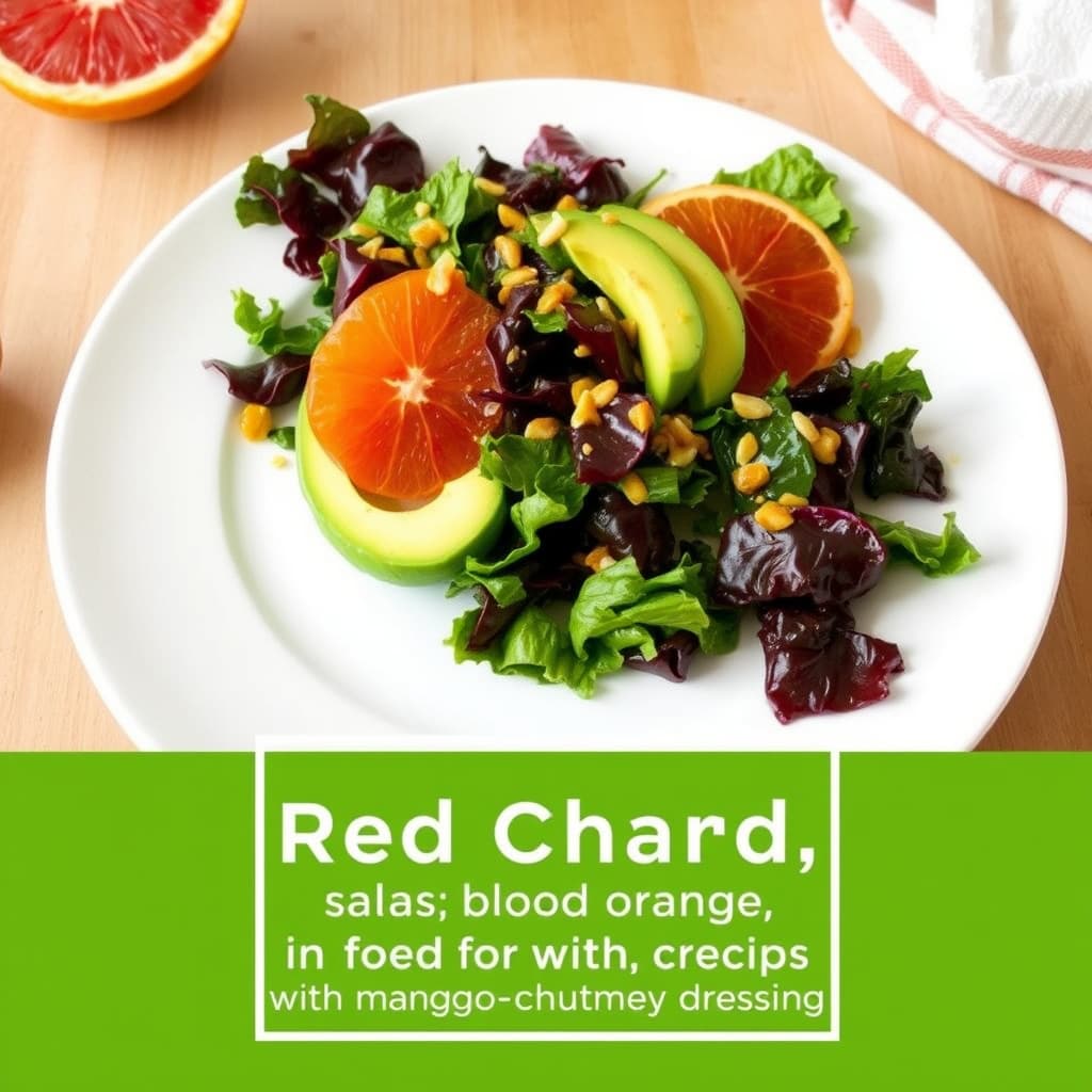 Rødbete, avokado og blodappelsin med mangochutneysaus