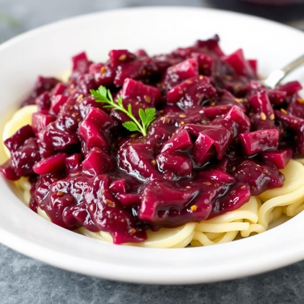 Rødkål- og Cabernet Sauvignon-saus