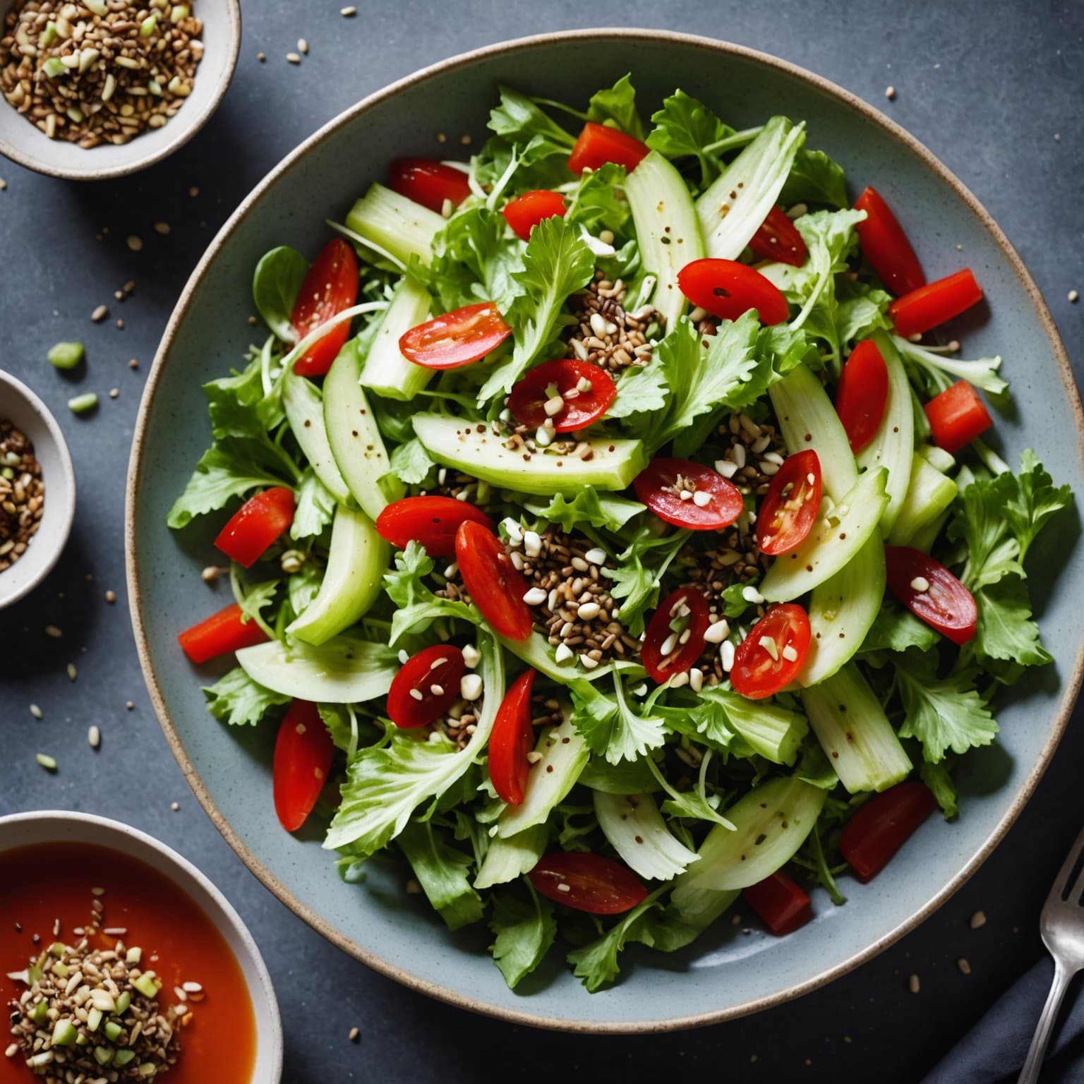 Rødløks- og sellerisalat med karvefrø-dressing