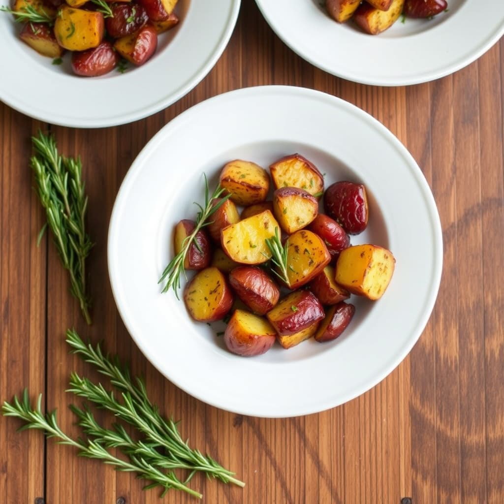 Rødovnsbakte poteter med rosmarin