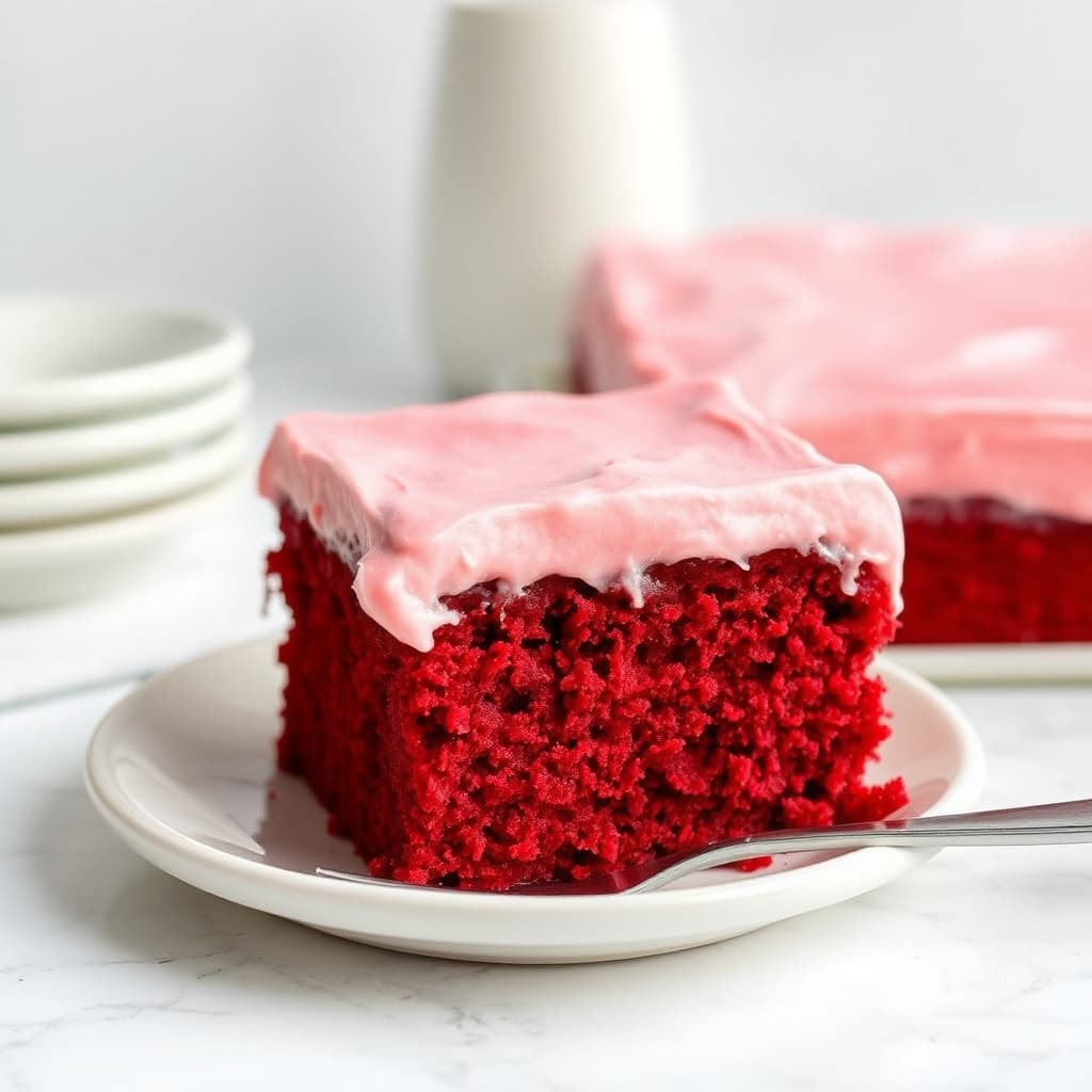 Rødt fløyelskake med klassisk rødt fløyelsglasur