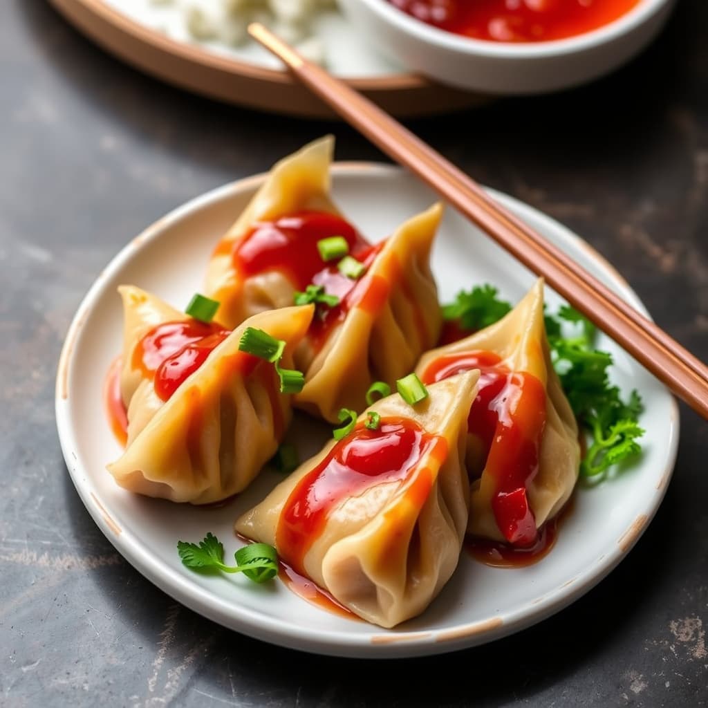 Røkt andedumplings med appelsin- og chiliplommesaus