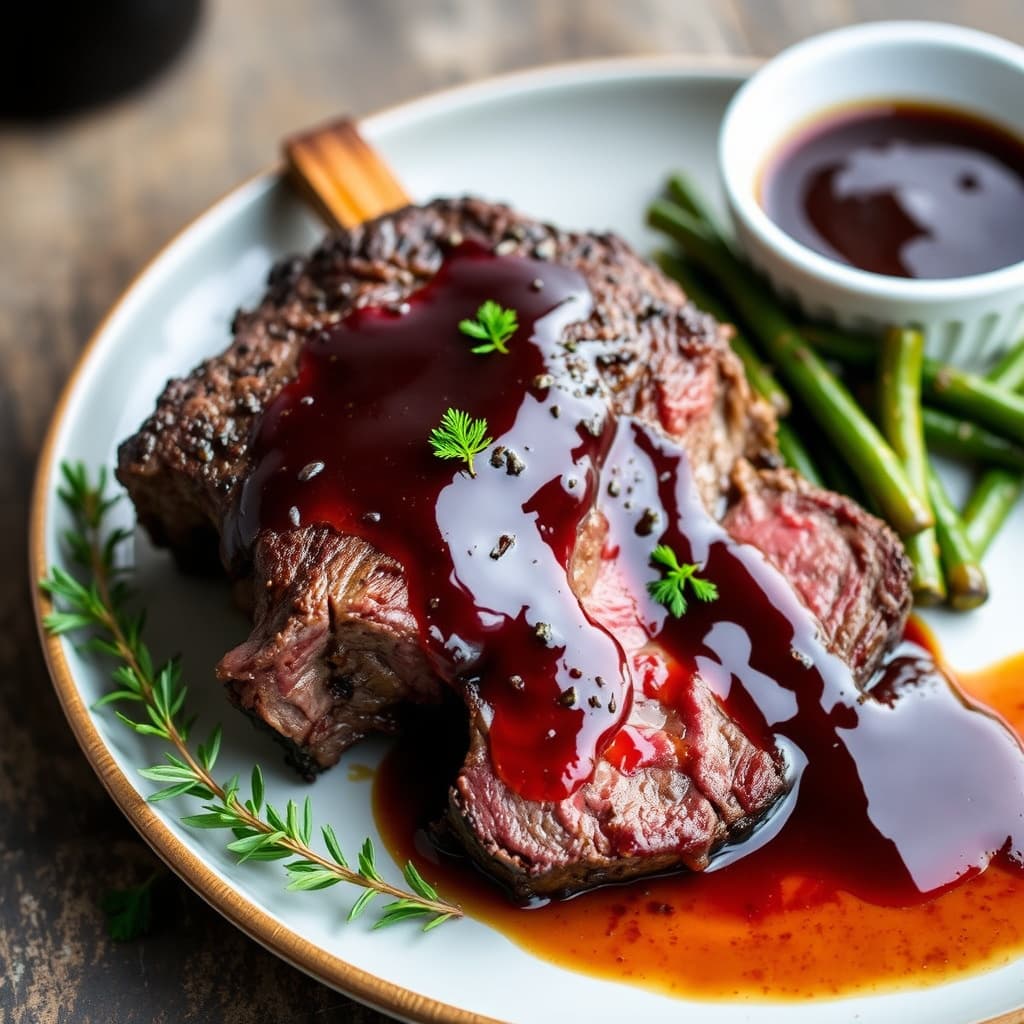 Røkt indrefilet av storfe med rødvinsaus