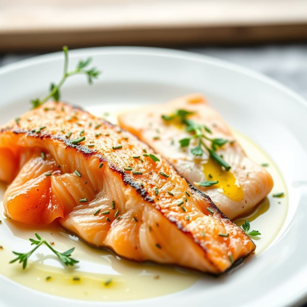 Røkt laks og ørret med gressløkolje