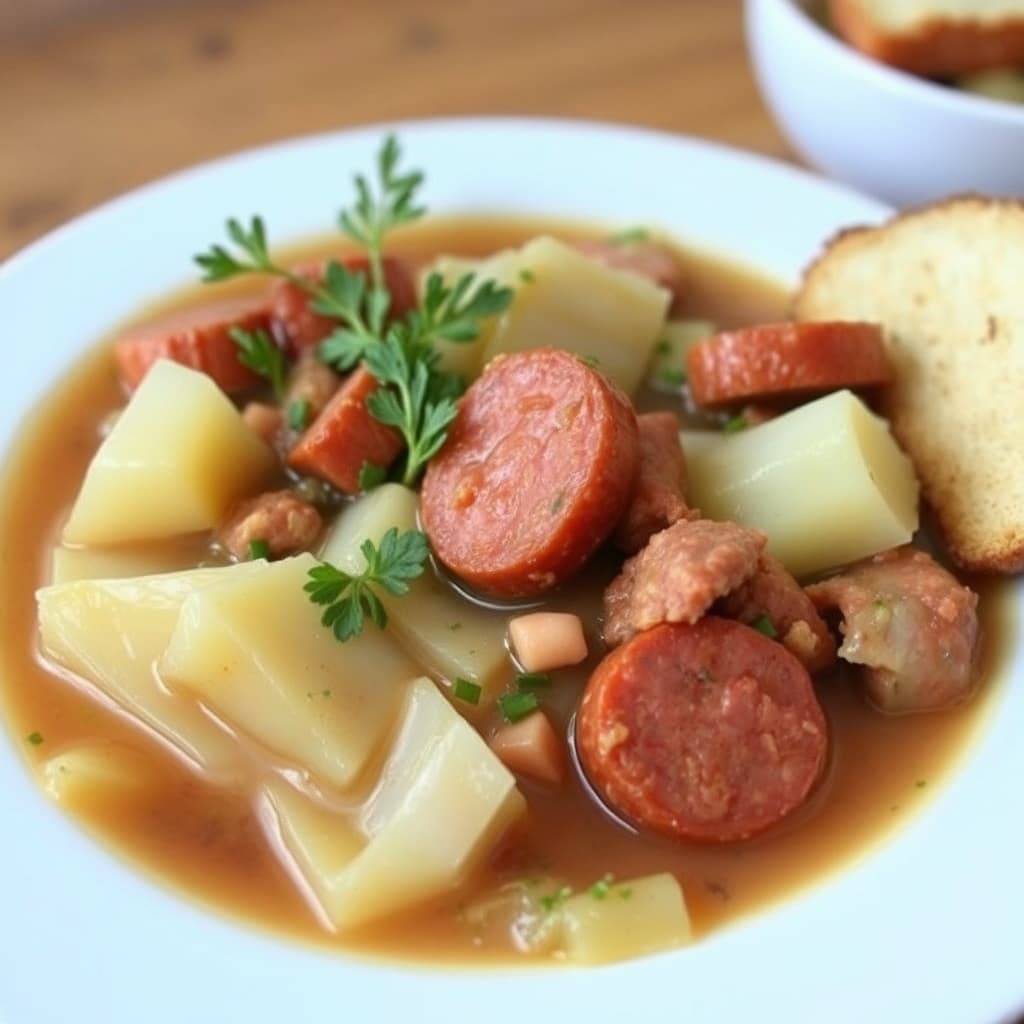 Røkt pølse- og kålssuppe